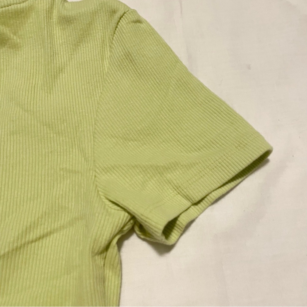 Zara Drawstring Scrunched V-Neck Cropped Ribbed T-Shirt Small - Picture 12 of 16